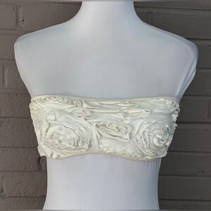 American Apparel ivory rosette bandeau bra top M